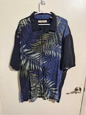 Tommy Bahama Navy & Olive Palm Camp Shirt
